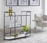 Black multi - shelf console bar - Vitrine Furniture - Furniture