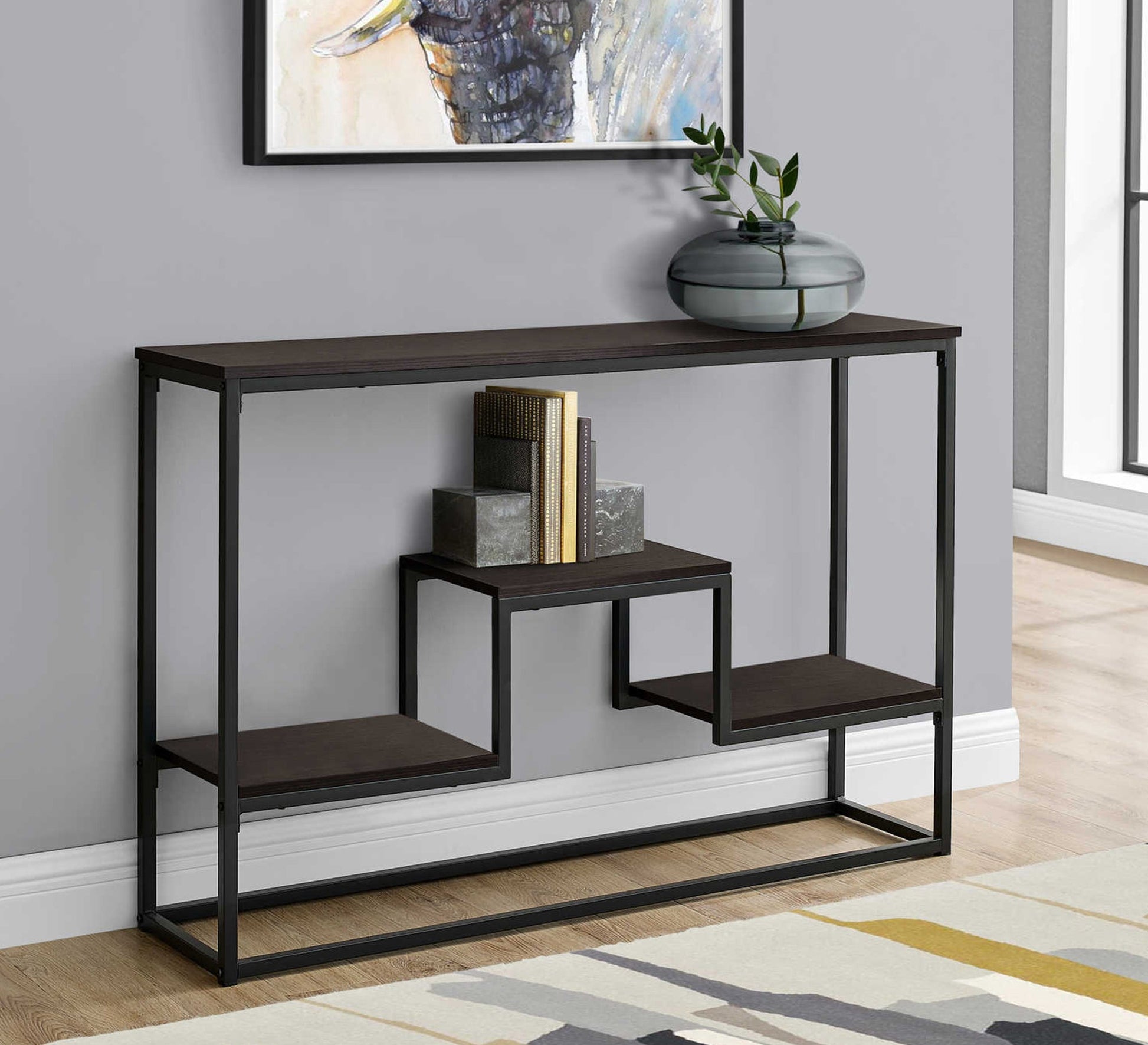 Black multi - shelf console - Vitrine Furniture - Furniture