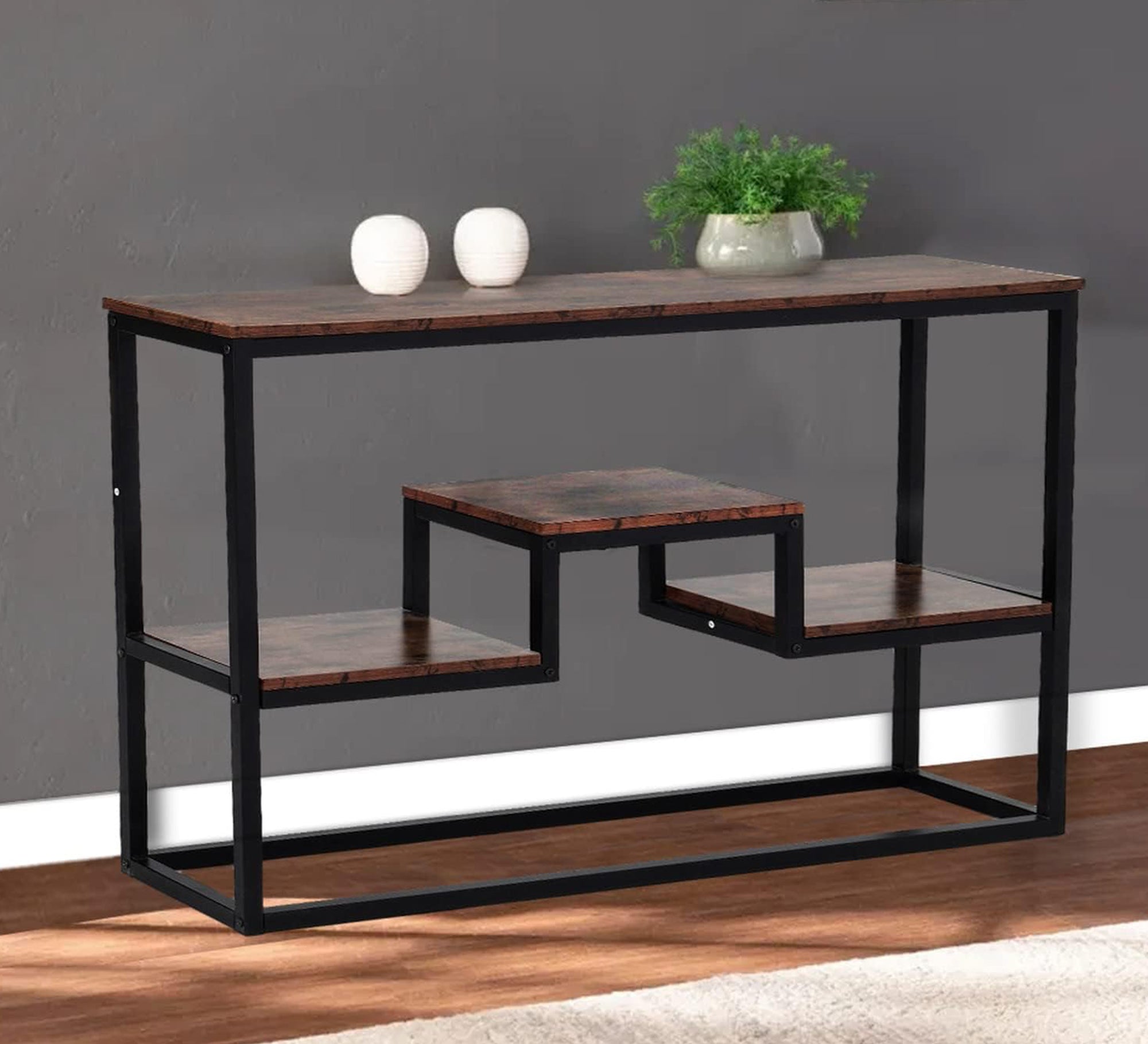 Black multi - shelf console - Vitrine Furniture - Furniture
