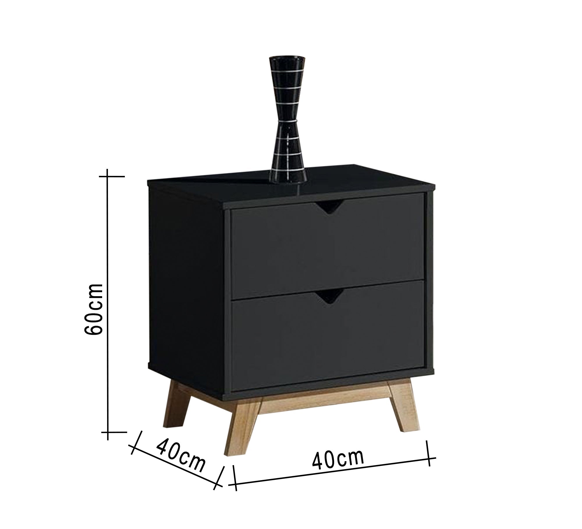 Black nightstand with high beige legs - Vitrine Furniture - Furniture