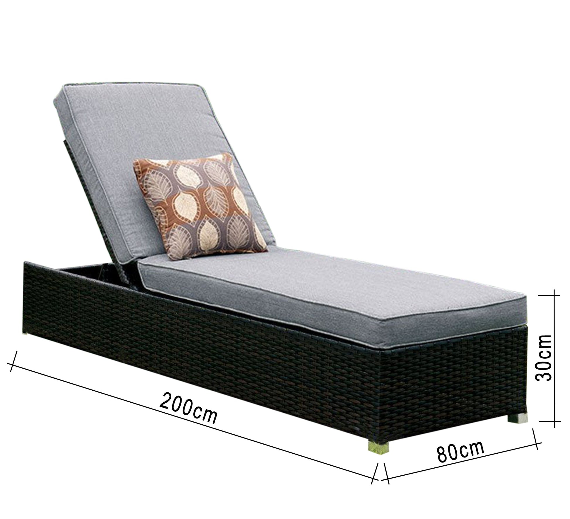 Black outdoor rattan chaise longue - Vitrine Furniture - Sofas & Beds