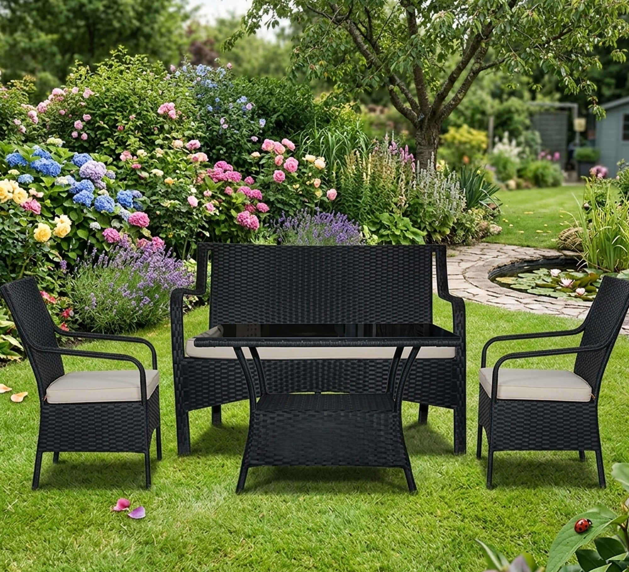 Black outdoor seating set - Vitrine Furniture - Outdoor Lounge Sets
