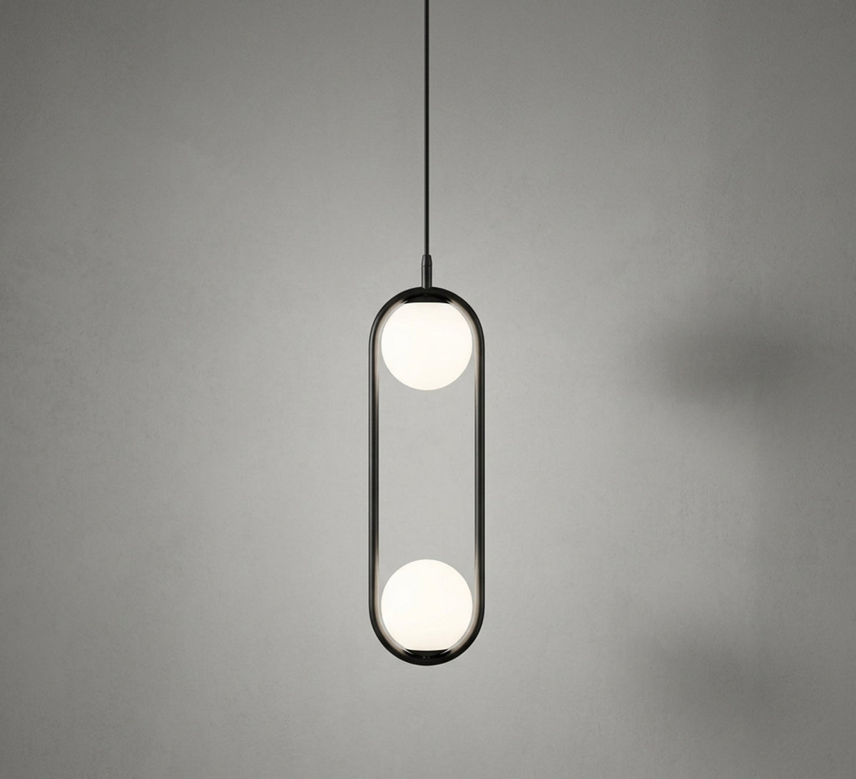 Black Oval Double Globe Pendant Light - Vitrine Furniture - Ceiling lights