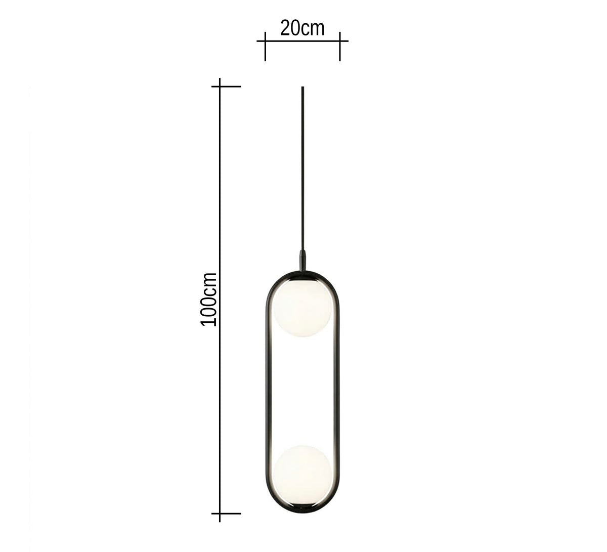 Black Oval Double Globe Pendant Light - Vitrine Furniture - Ceiling lights