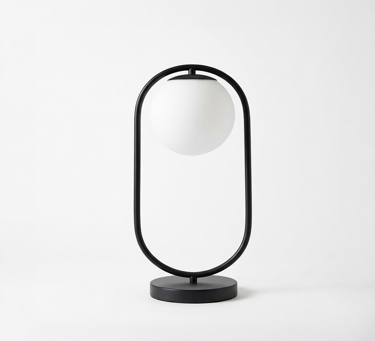 Black Oval Frame Globe Table Lamp - Vitrine Furniture - Table lamps