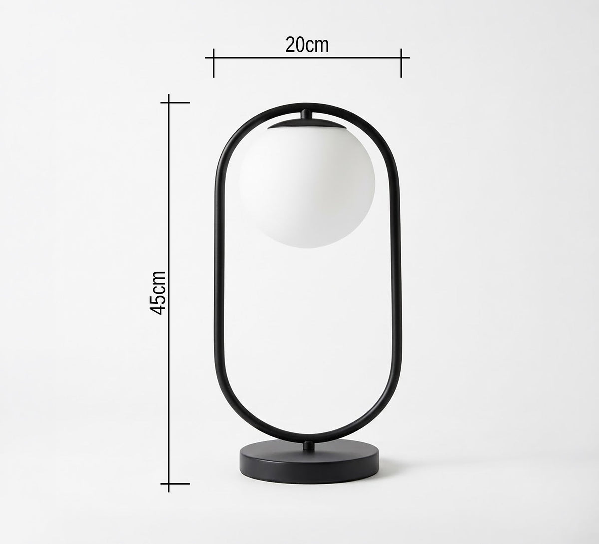 Black Oval Frame Globe Table Lamp - Vitrine Furniture - Table lamps