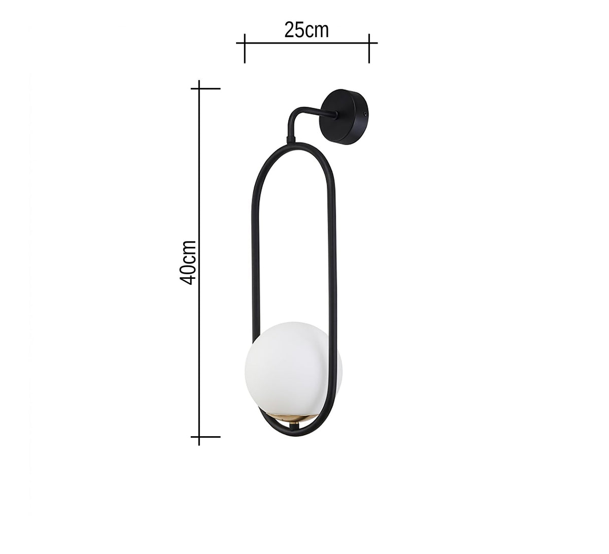 Black Oval Frame Globe Wall Sconce - Vitrine Furniture - Wall Sconce