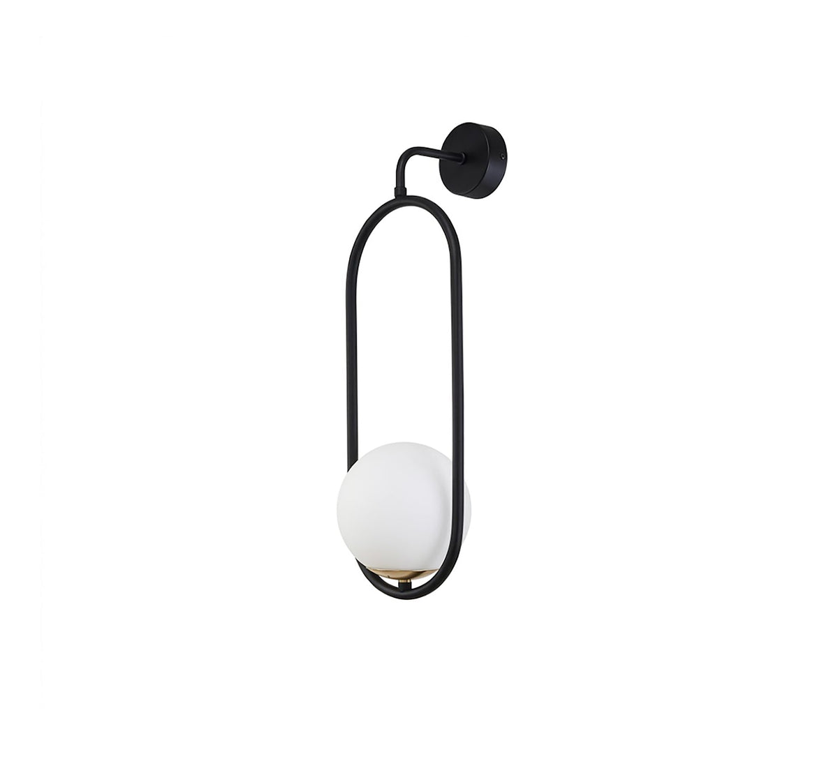 Black Oval Frame Globe Wall Sconce - Vitrine Furniture - Wall Sconce