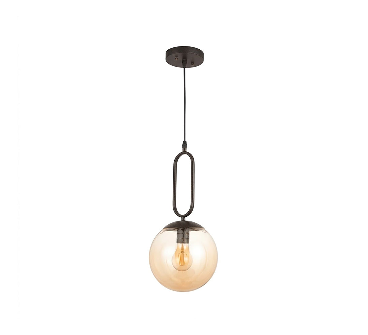 Black Oval Link Amber Glass Pendant - Vitrine Furniture - Ceiling lights