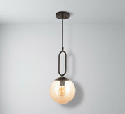 Black Oval Link Amber Glass Pendant - Vitrine Furniture - Ceiling lights