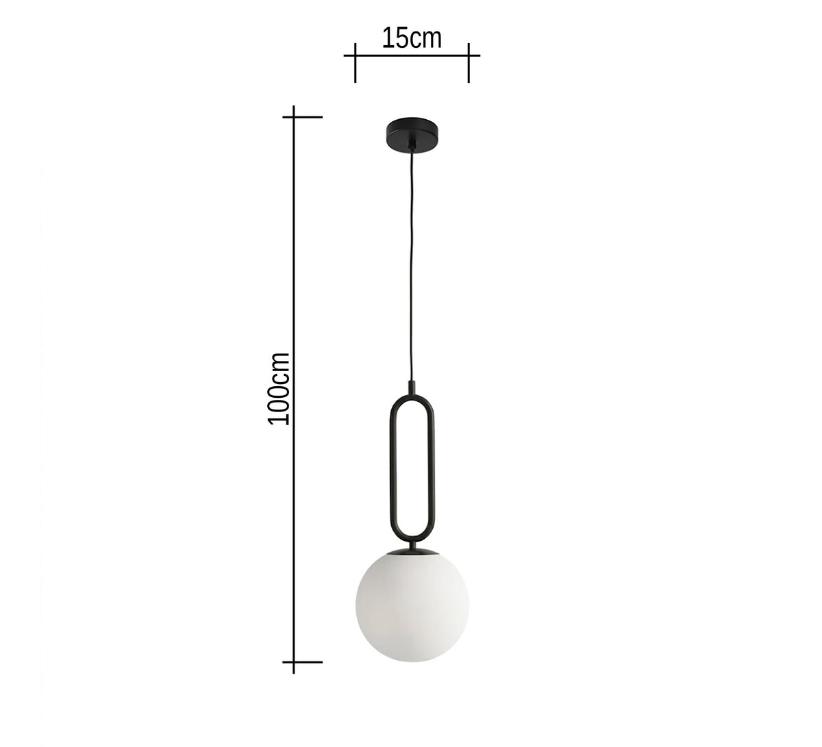 Black Oval Link Pendant with Globe - Vitrine Furniture - Ceiling lights
