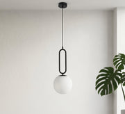 Black Oval Link Pendant with Globe - Vitrine Furniture - Ceiling lights