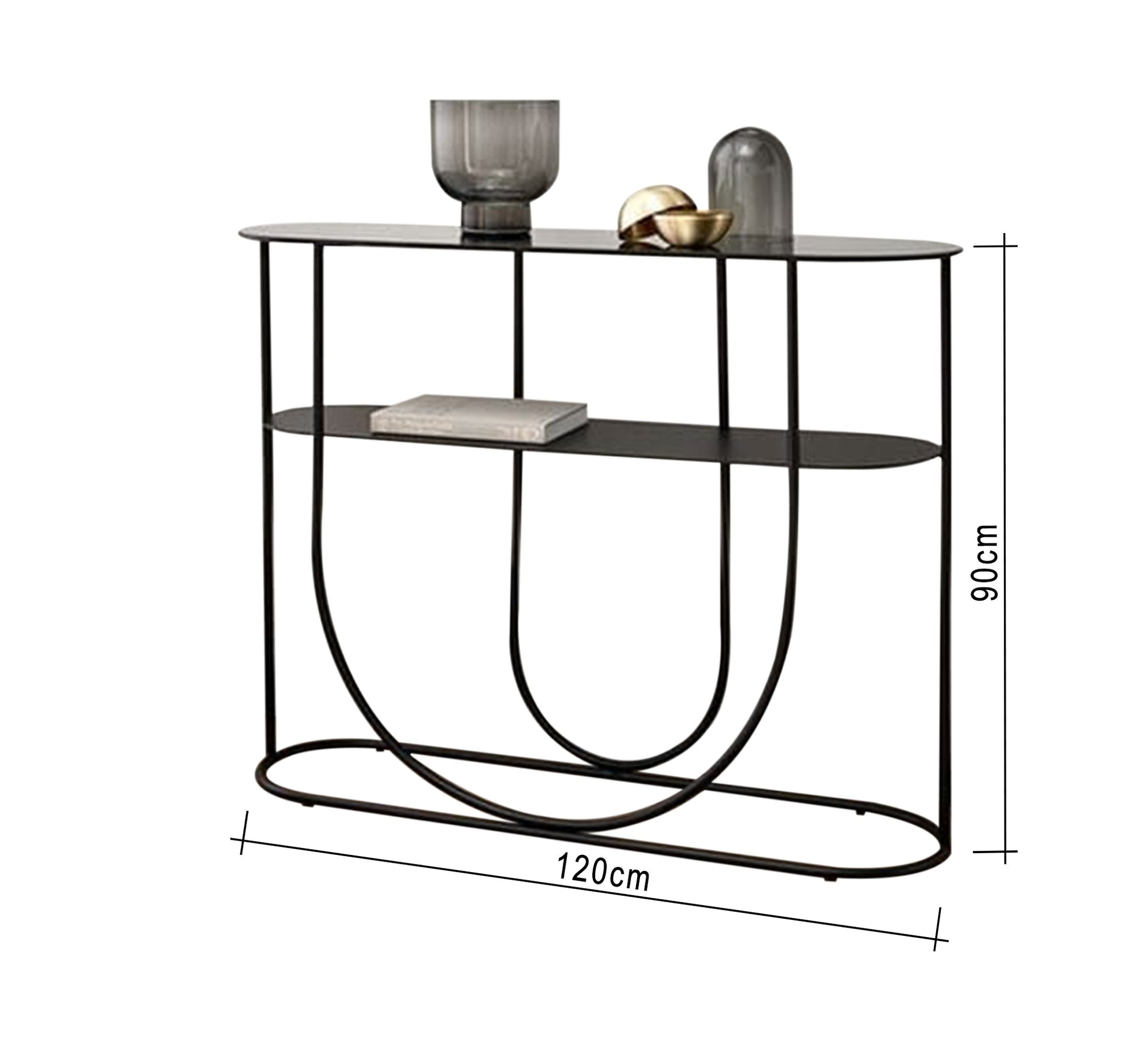 Black oval open base console - Vitrine Furniture - Furniture