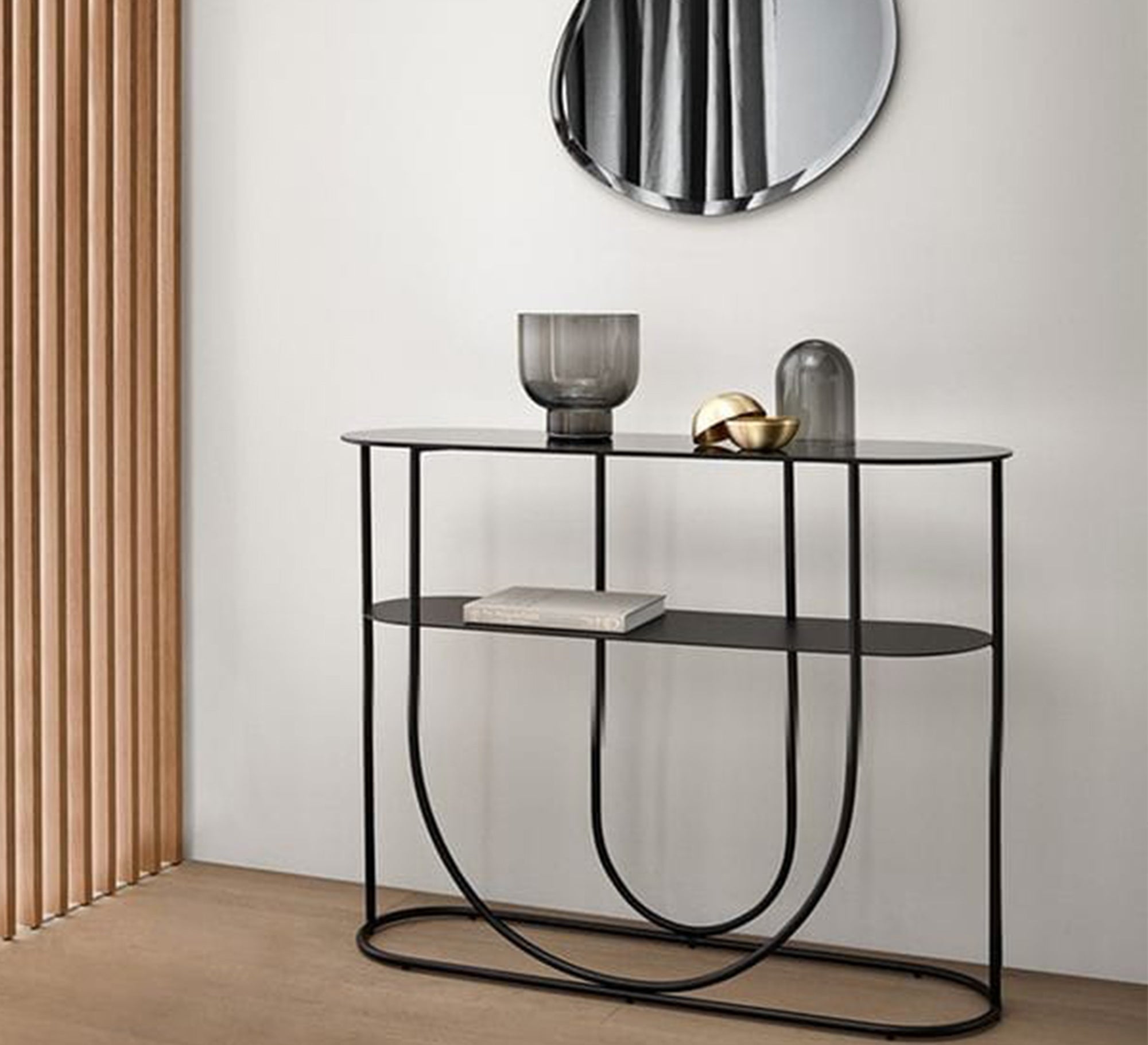 Black oval open base console - Vitrine Furniture - Furniture