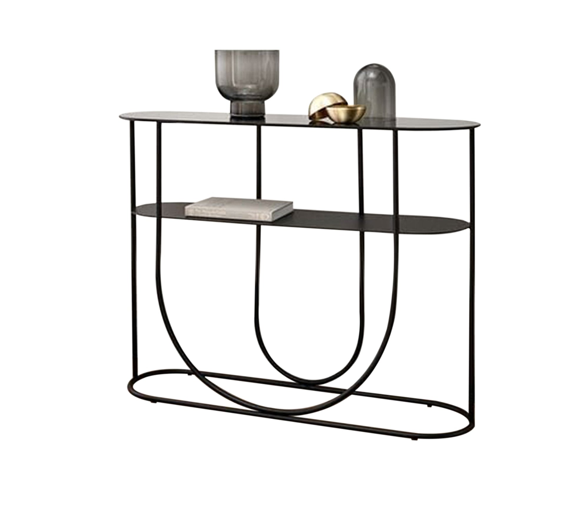 Black oval open base console - Vitrine Furniture - Furniture
