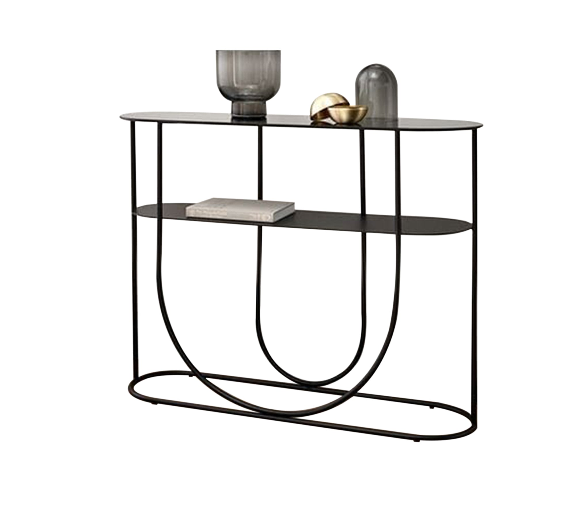 Black oval open base console - Vitrine Furniture - Furniture