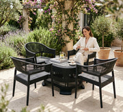 Black patio set, oval, elegant, comfortable, modern - Vitrine Furniture - Outdoor Dining Sets