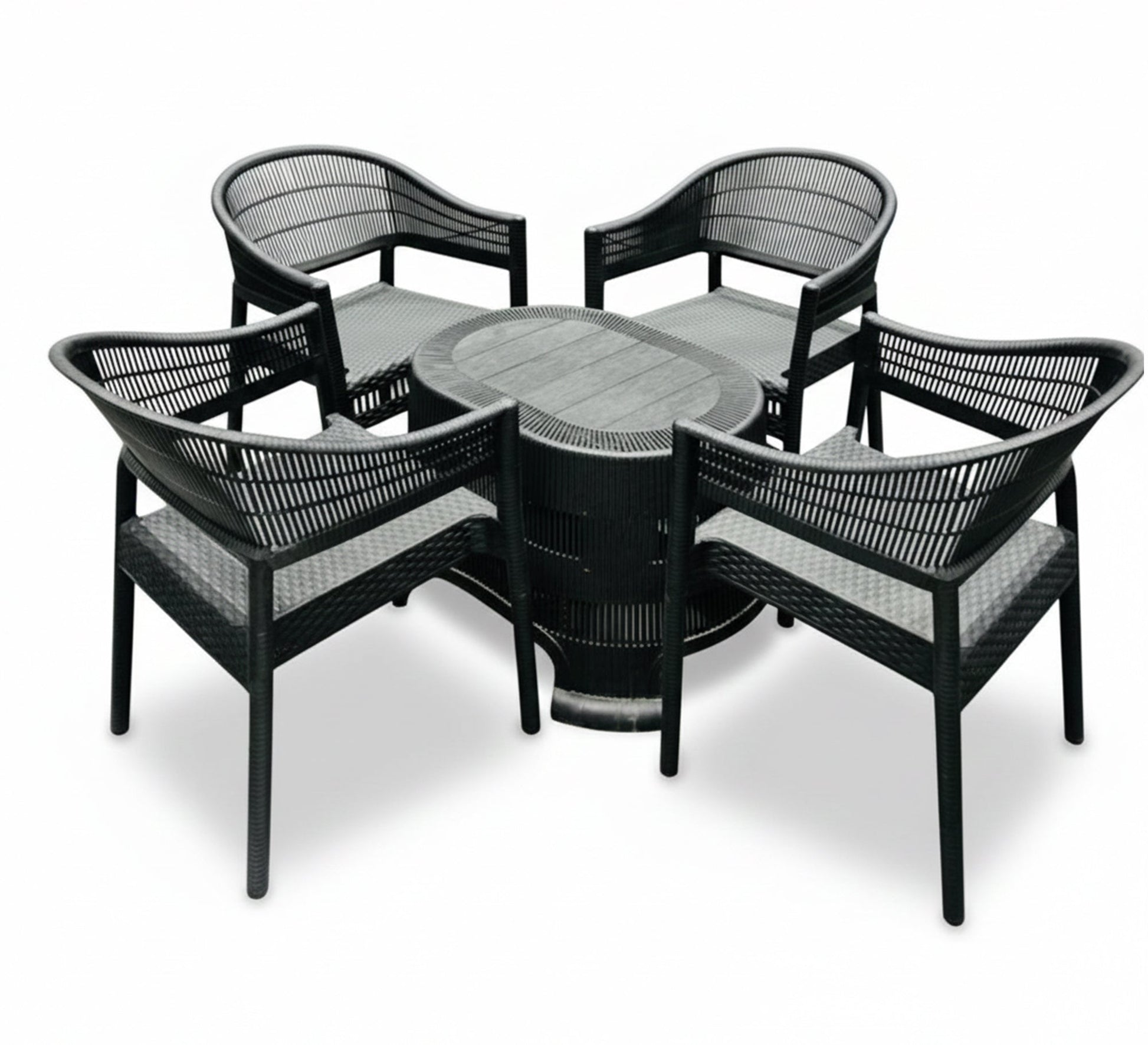 Black patio set, oval, elegant, comfortable, modern - Vitrine Furniture - Outdoor Products