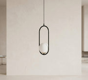 Black pendant with an oval frame and a glass globe - Vitrine Furniture - Ceiling lights