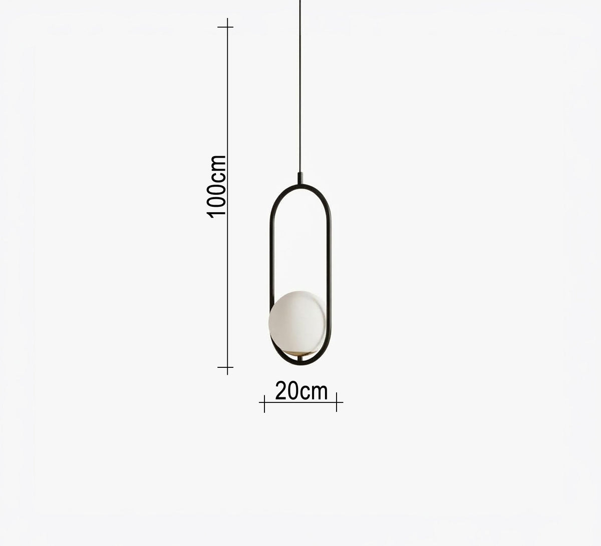 Black pendant with an oval frame and a glass globe - Vitrine Furniture - Ceiling lights