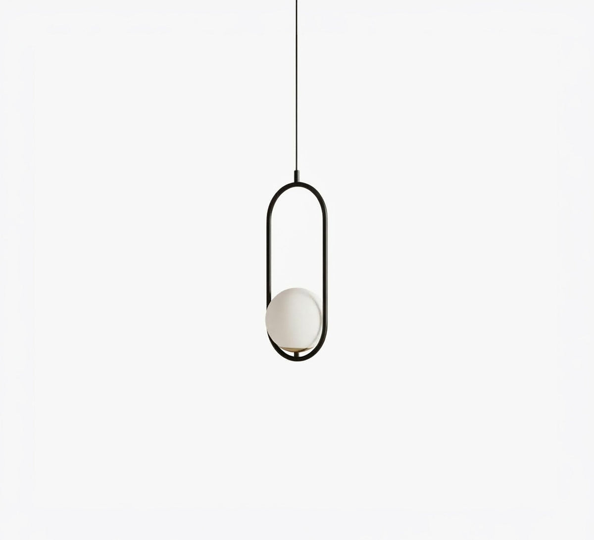 Black pendant with an oval frame and a glass globe - Vitrine Furniture - Ceiling lights