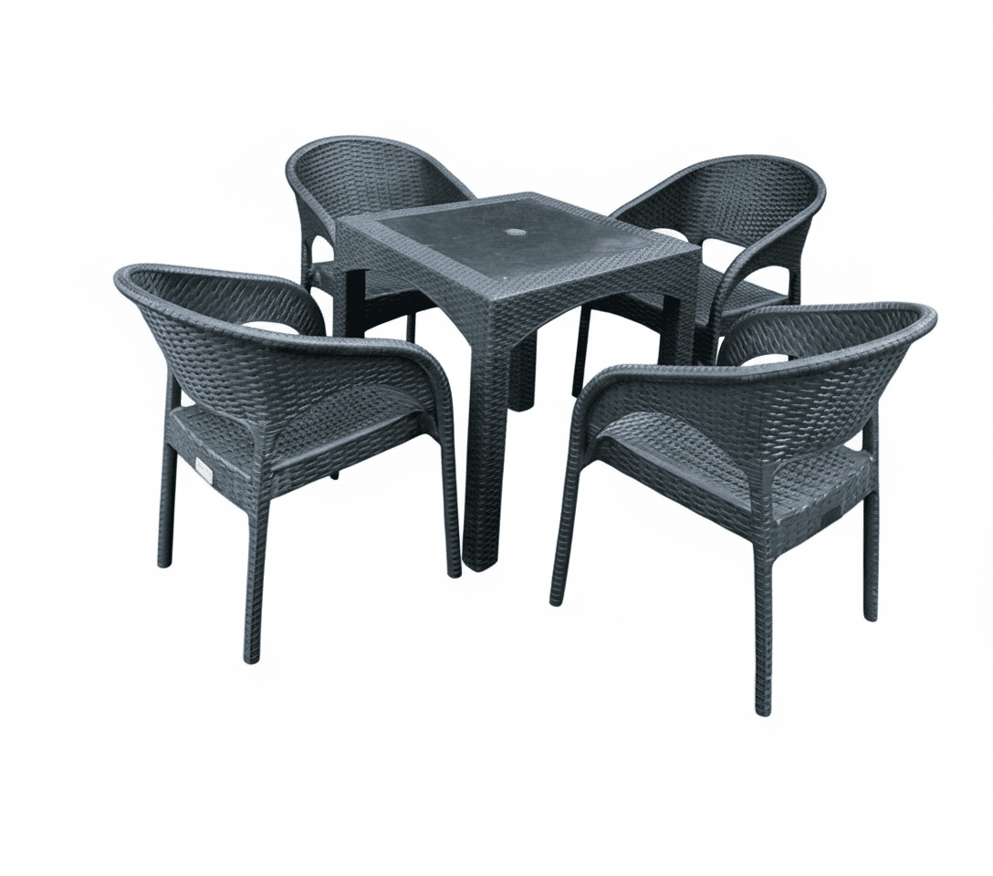 Black Plastic seating set with curved backrests - Vitrine Furniture - Outdoor Products