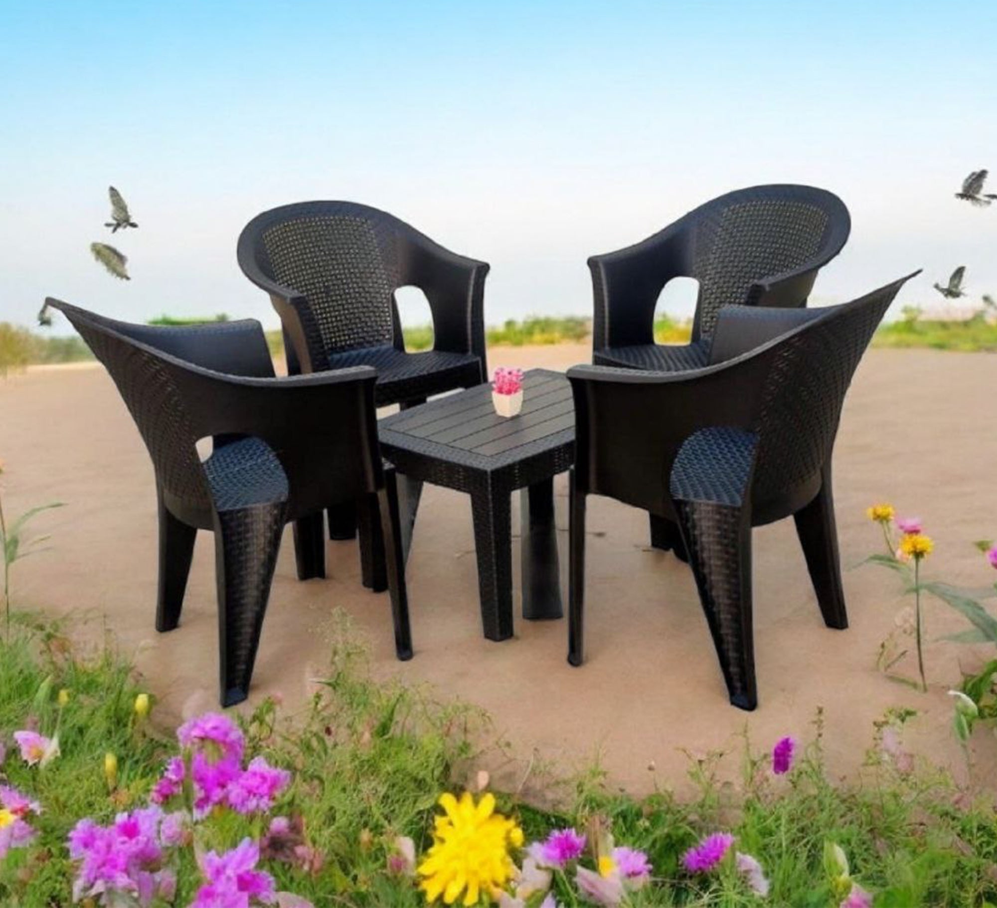 Black rattan set, elegant, comfortable, and durable - Vitrine Furniture - Outdoor Products
