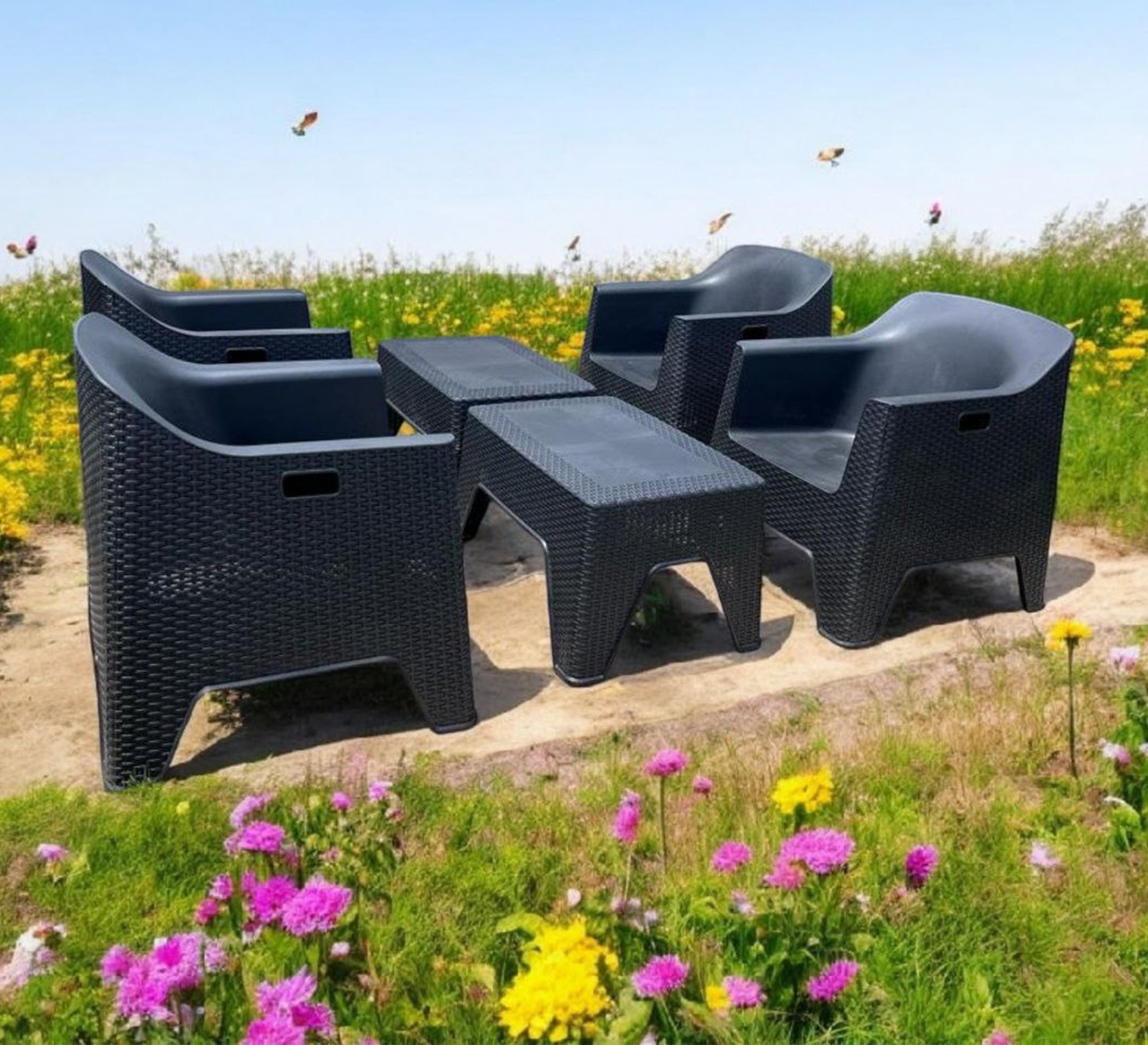 Black rattan set, modern, comfortable, and versatile - Vitrine Furniture - Outdoor Products