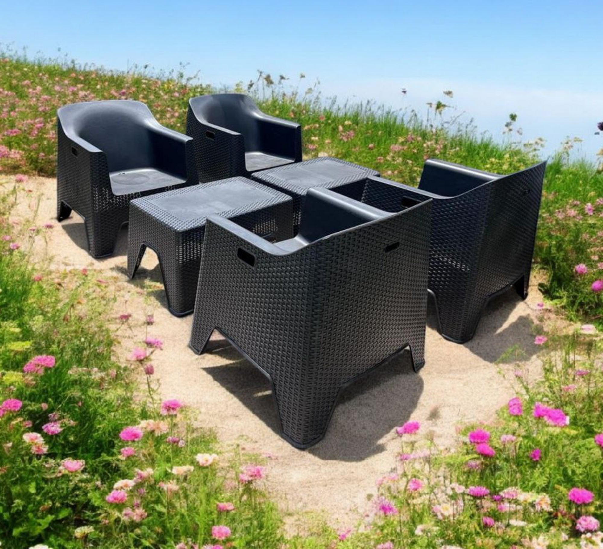 Black rattan set, modern, comfortable, and versatile - Vitrine Furniture - Outdoor Products