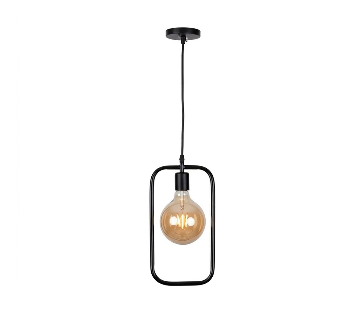 Black Rectangle Frame Exposed Bulb Pendant - Vitrine Furniture - Ceiling lights