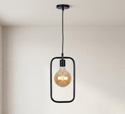 Black Rectangle Frame Exposed Bulb Pendant - Vitrine Furniture - Ceiling lights