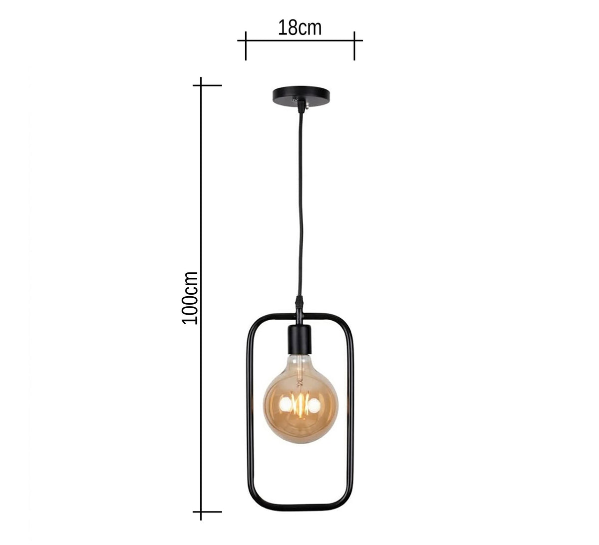 Black Rectangle Frame Exposed Bulb Pendant - Vitrine Furniture - Ceiling lights