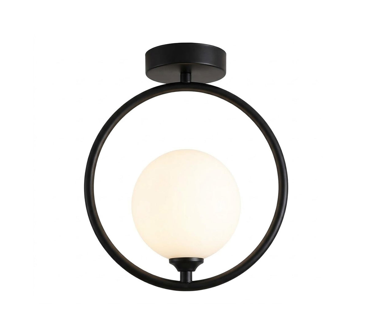 Black Ring Globe Semi-Flush Ceiling Light - Vitrine Furniture - Ceiling lights