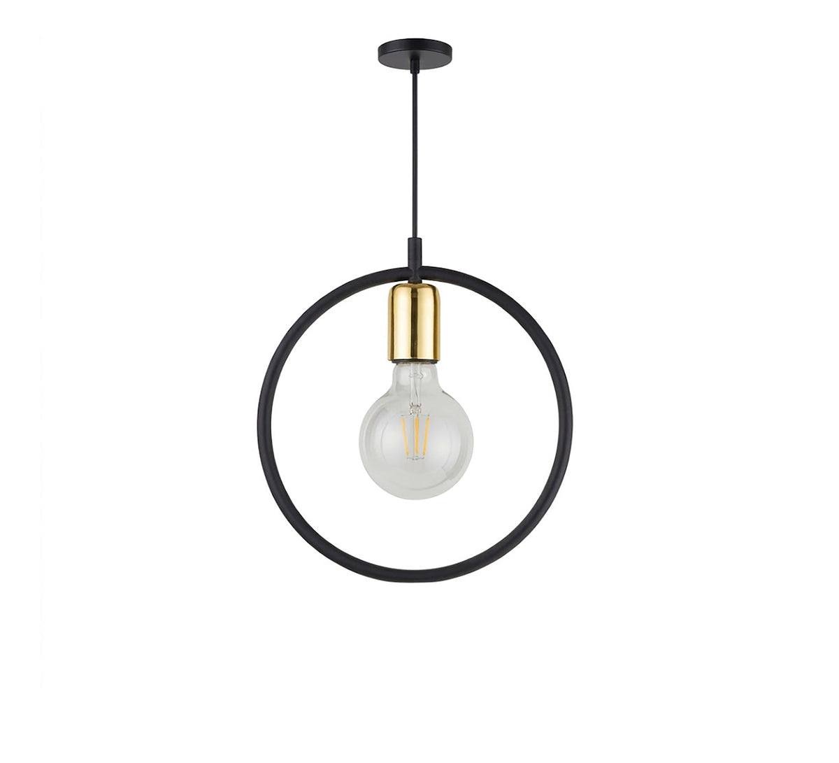 Black Ring Pendant with Gold Socket - Vitrine Furniture - Ceiling lights