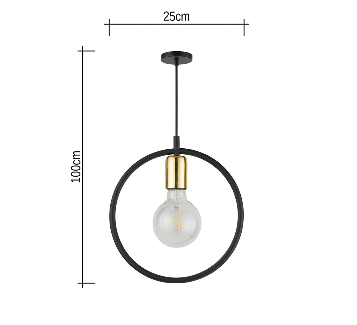 Black Ring Pendant with Gold Socket - Vitrine Furniture - Ceiling lights
