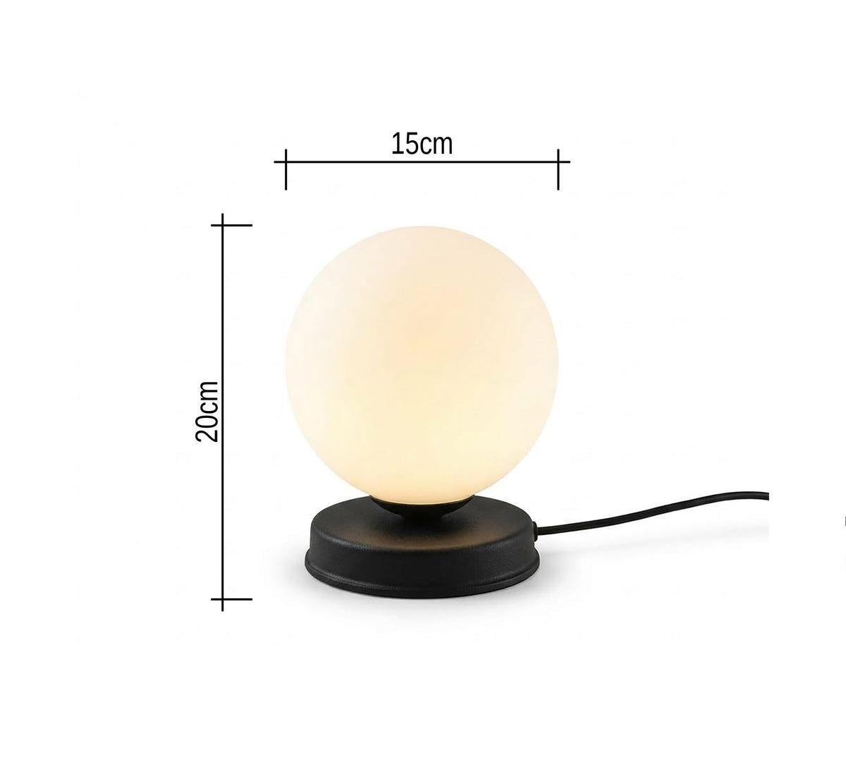 Black Round Base Globe Table Lamp - Vitrine Furniture - Table lamps