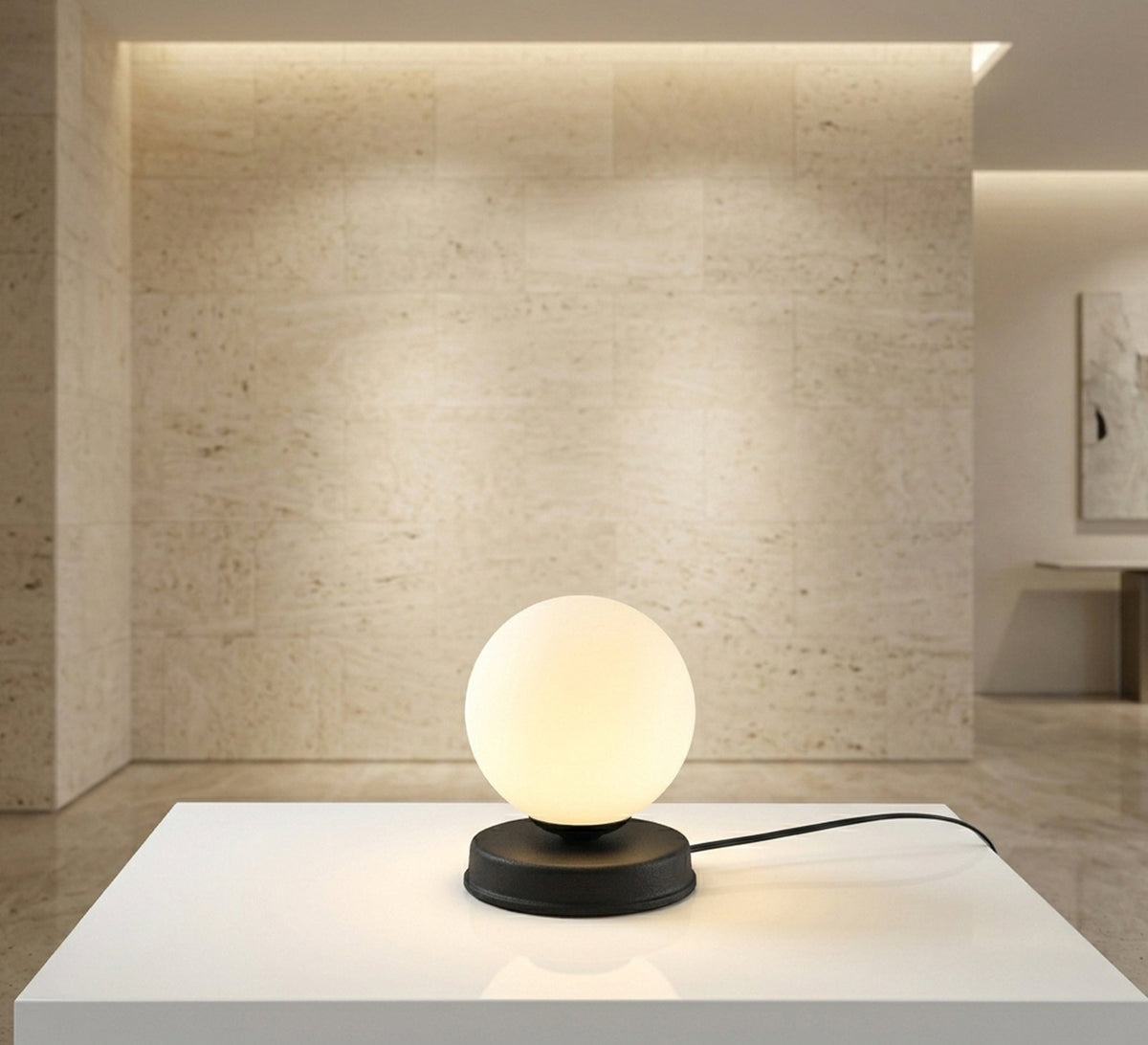 Black Round Base Globe Table Lamp - Vitrine Furniture - Table lamps