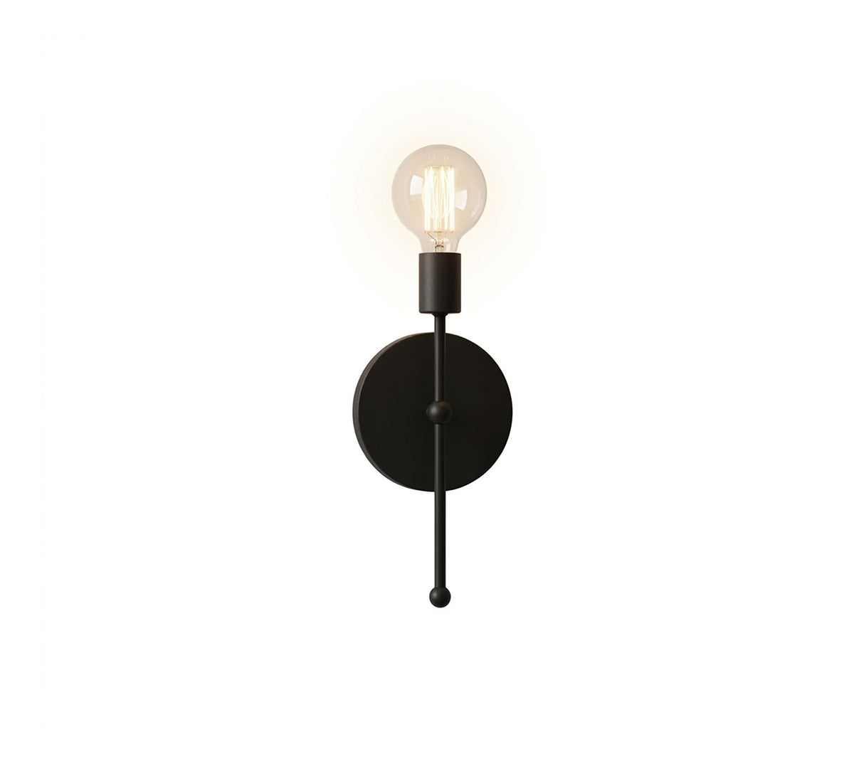 Black Round Plate Vertical Rod Sconce - Vitrine Furniture - Wall Sconce