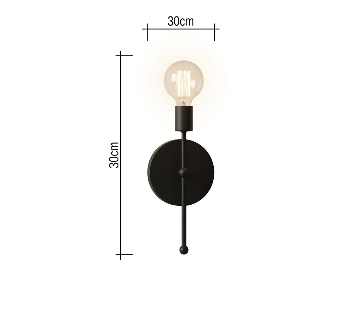 Black Round Plate Vertical Rod Sconce - Vitrine Furniture - Wall Sconce