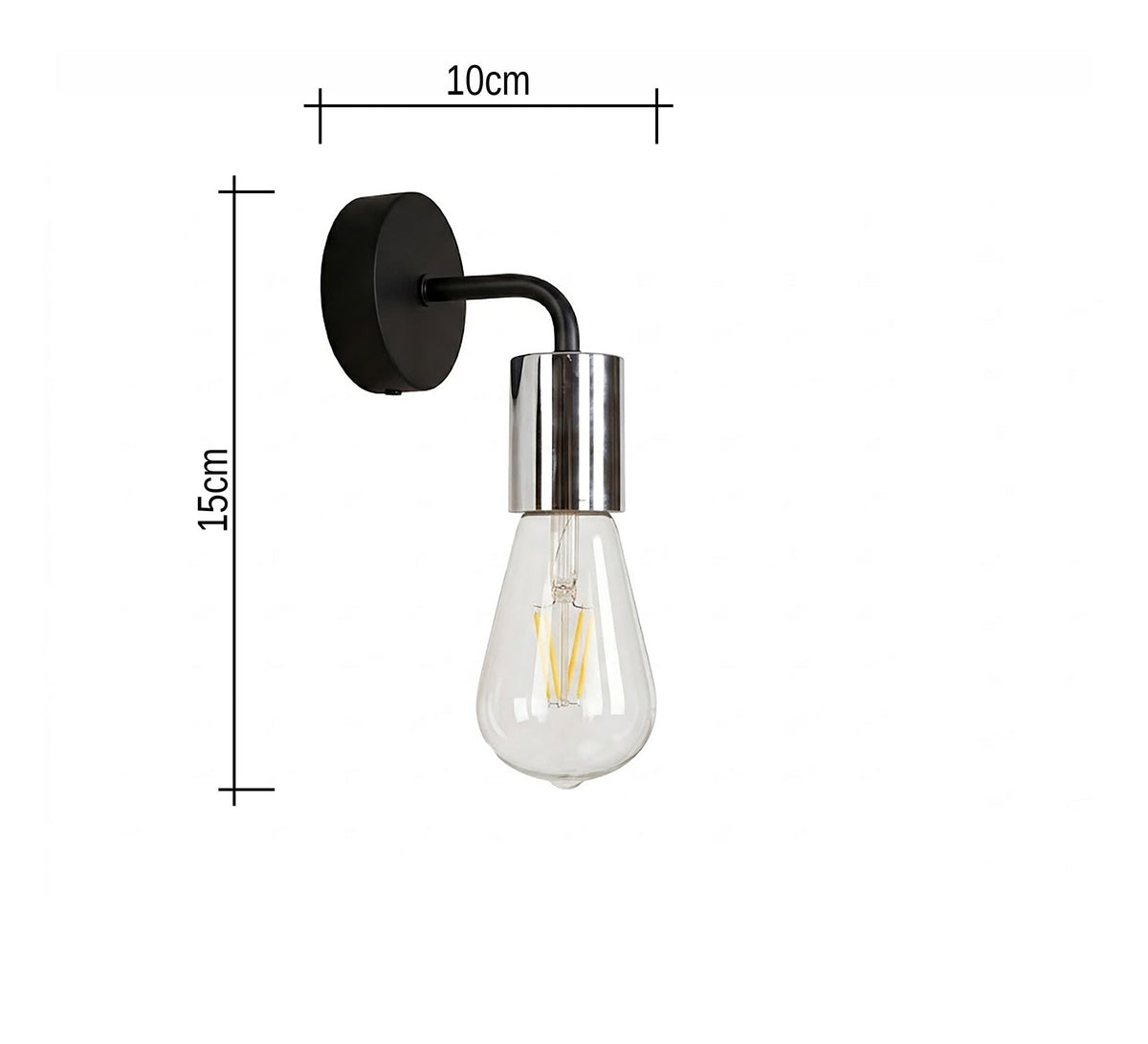 Black Sconce with Chrome Silver Socket - Vitrine Furniture - Wall Sconce