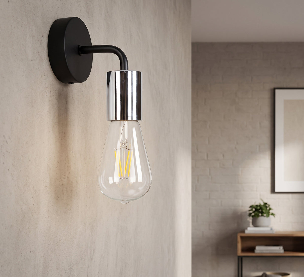 Black Sconce with Chrome Silver Socket - Vitrine Furniture - Wall Sconce