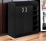 Black Shoe rack with decorative shelves attached - Vitrine Furniture - Furniture