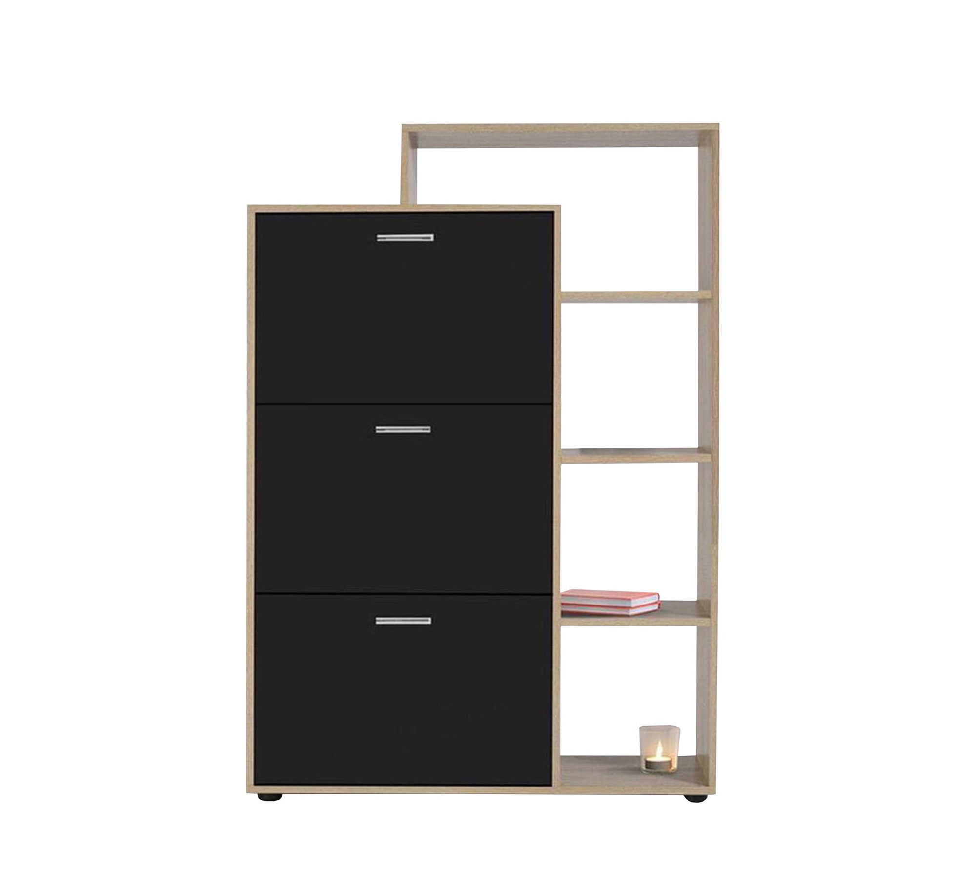Black Shoe rack with open side shelves - Vitrine Furniture - Furniture