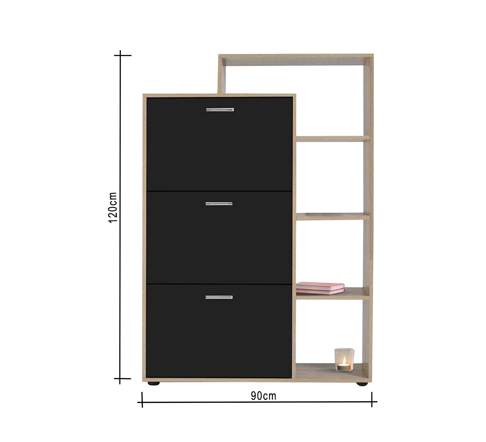 Black Shoe rack with open side shelves - Vitrine Furniture - Furniture