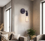 Black Short Arm Exposed Bulb Sconce - Vitrine Furniture - Wall Sconce