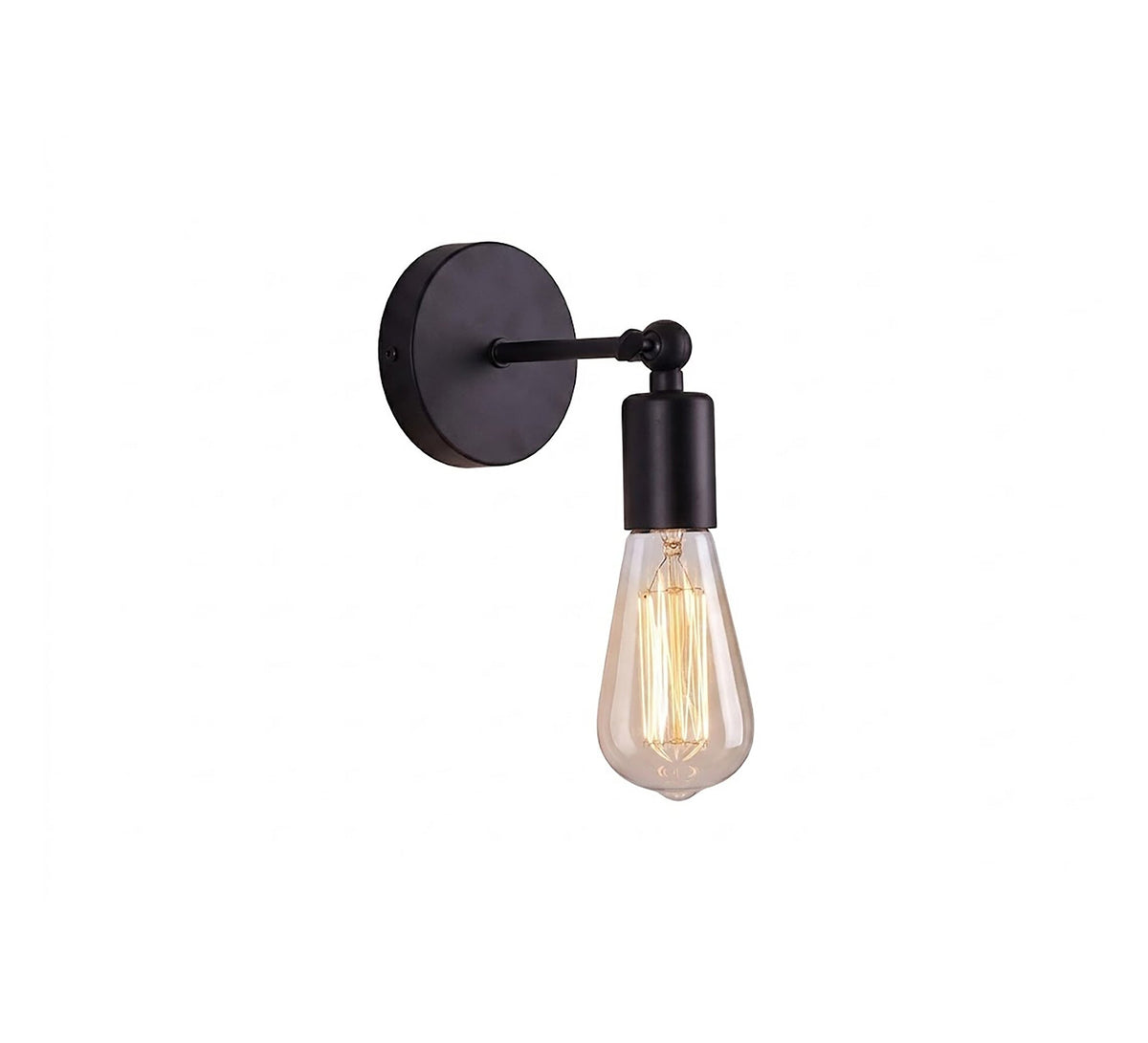 Black Short Arm Exposed Bulb Sconce - Vitrine Furniture - Wall Sconce