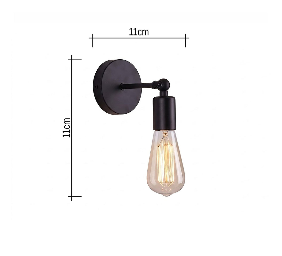 Black Short Arm Exposed Bulb Sconce - Vitrine Furniture - Wall Sconce
