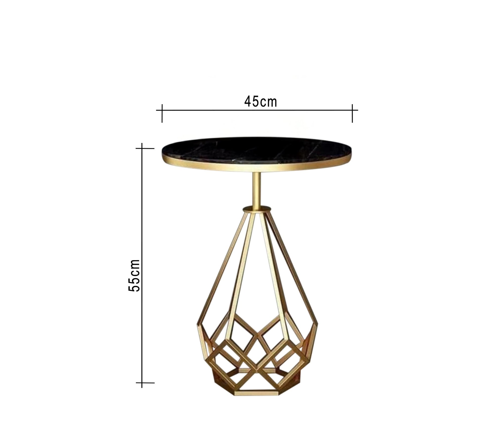 Black side table with a gold metal frame - Vitrine Furniture - Furniture