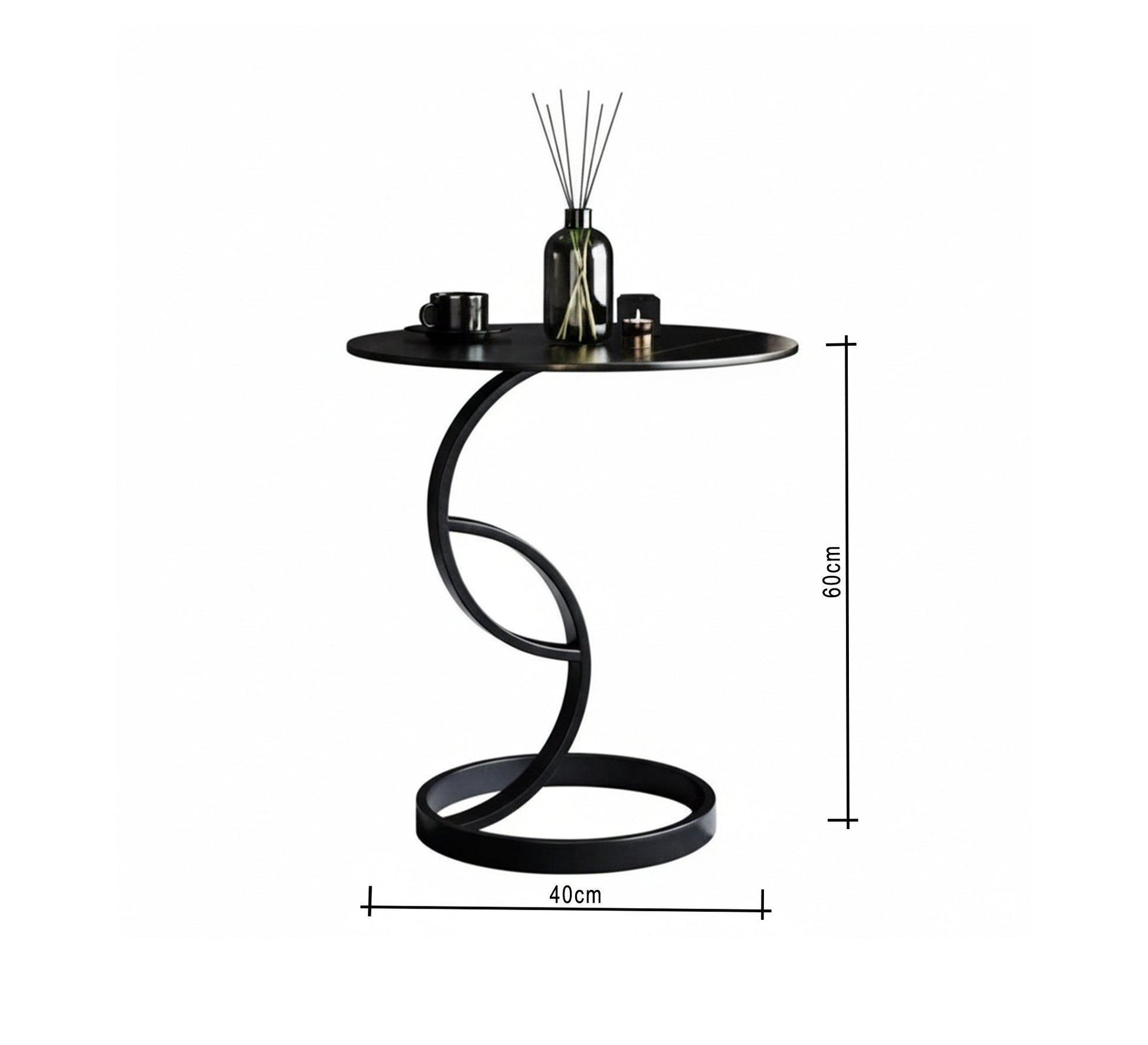Black side table with an artistic spiral base - Vitrine Furniture - Furniture