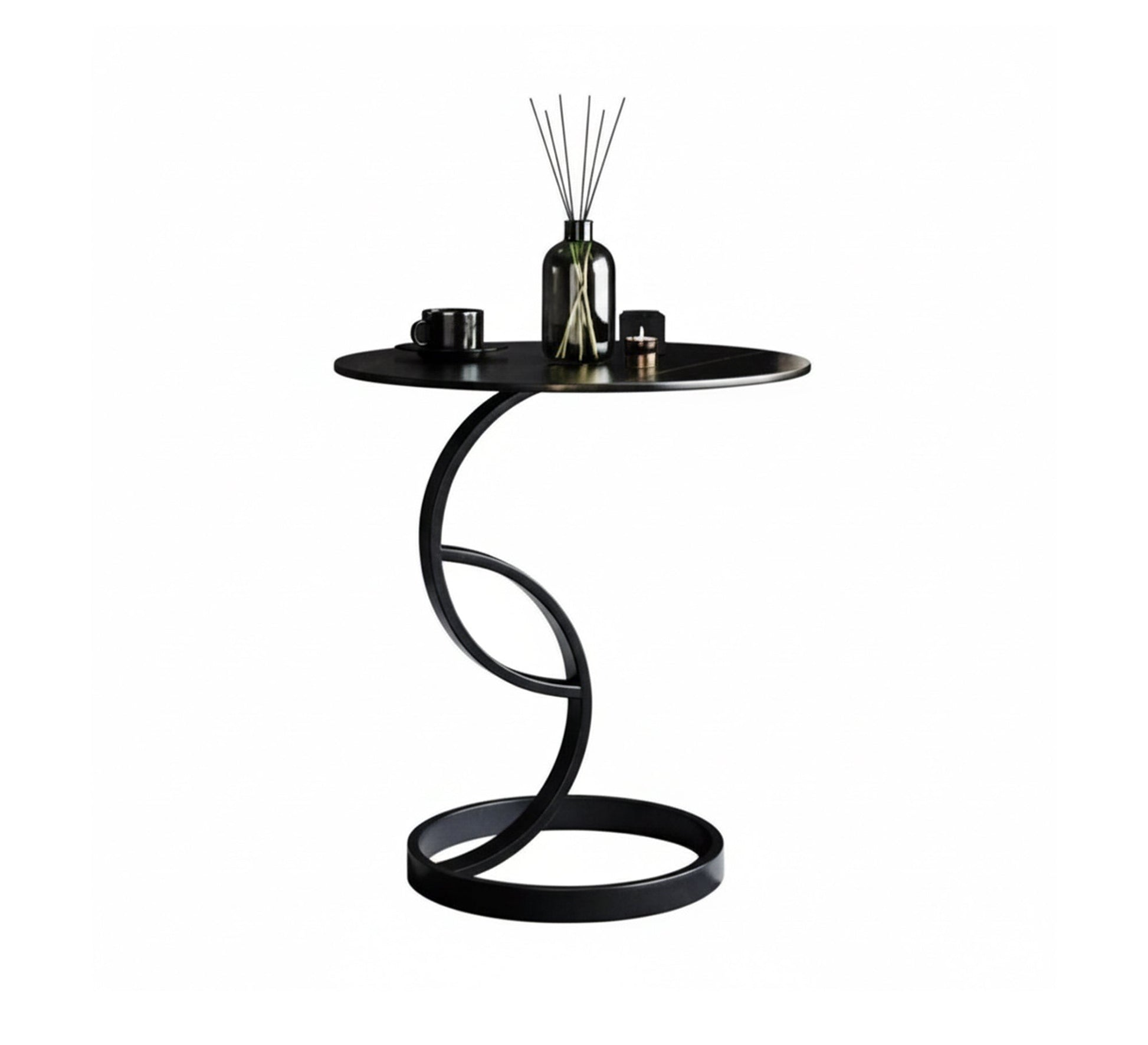 Black side table with an artistic spiral base - Vitrine Furniture - Furniture